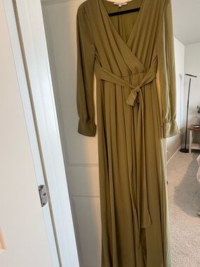 Baltic Born Olive Wrap-Front Maxi Dress